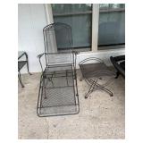 Wrought Iron Chaise Lounge and Table