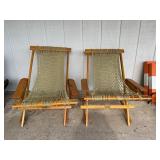 Wooden and Rope Folding Chairs