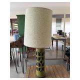 Mid-Century Modern Green Ceramic Table Lamp with S