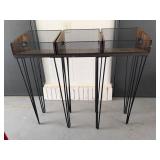 Wood and Metal Three-Compartment Storage Table