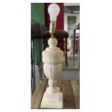 Carved Alabaster Lamp with Brass Fittings