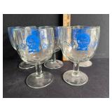 5 Pabst Blue Ribbon Glass Goblets With Printed Log