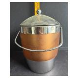 Mid-Century Metal and Glass Ice Bucket with Lid