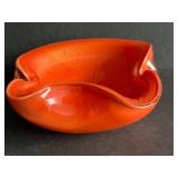 Murano-Style Orange Glass Bowl with Organic Form