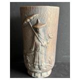 Carved Ceramic Vase with Figurative Relief