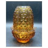 Fenton Amber Hobnail Fairy Lamp