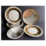 Studio Pottery Plates and Bowls with Glazed Decor