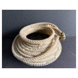 Handwoven Coiled Basket with Rope and Bone Accent