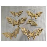 Six Brass Butterfly Wall Hangings