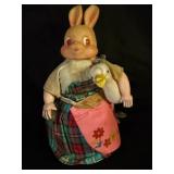 VTG Celluloid Wind-Up Walking Bunny Doll w/Duck