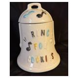 Ceramic Bell-Shaped Cookie Jar with Musical Theme