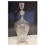 Etched Glass Decanter with Stopper