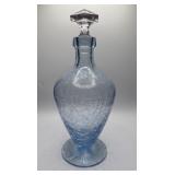Blue Crackle Glass Decanter with Stopper