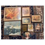 Nine Framed Vintage Prints and Artworks