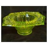 Uranium Glass Bowl with Pierced Rim Design