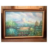 Framed Landscape Oil Painting Signed by Jerome