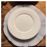 White Milk Glass Plates with Beaded Trim