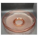 Pink Etched Glass Serving Platter