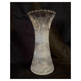 Crystal Vase With Etched Floral Design