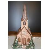 Ceramic Lighted & Musical Church Statue