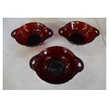 Set of 3 Anchor Hoking Royal Ruby Berry Bowls