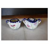 Vtg Porcelain Sugar Bowl and Creamer
