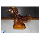 Vtg LE Smith Amber Glass Rooster