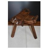 Vtg Solid Wood Milking Stool