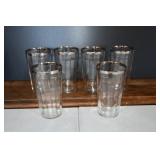 Set of 6 Art Deco Silver Rimmed Juice Glasses