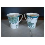 Pair of Norah Teal Fine China Mugs