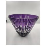 Amethyst Purple Cut to Clear Crystal Bowl