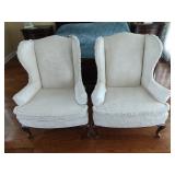 Pair of White Wingback Chairs