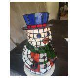 Stained Glass Snowman Lamp