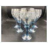 6 pcs Venezia Teal with Gold Accents Stemware