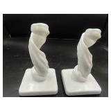 Milk Glass Spiral Candle Holders