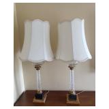 Pair of Glass Cylinder Lamps