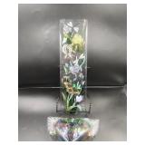 Stained Glass Heart & Dragonfly/Floral Panes