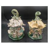 2 Decorative Birdhouse Style Candle Holders