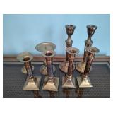4 Pairs of Brass Candlestick Holders