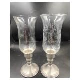 Pair of Weighted Pewter Candle Holders