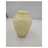 Fenton Canary Yellow & White Dogwood Vase