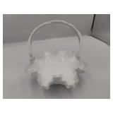 Fenton White Ruffled Basket