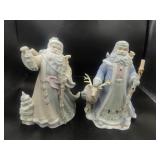 2 Ceramic Santa Claus Figures