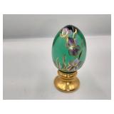 Fenton Green Pedestal Egg Signed and Numbered