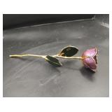 Enamel Dipped Rose with Gold Accents