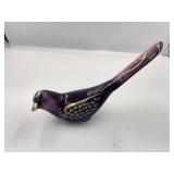 Fenton Dark Purple Bird Signed by  D. Anderson