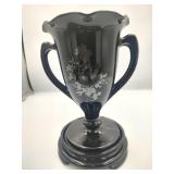L. E. Smith Black Amethyst Twin Handled Vase