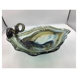 Hand Blown Art Glass Cornucopia Centerpiece Bowl
