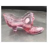 Fenton Pink Glass Shoe