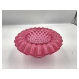 Fenton Cranberry Hobnail Candy Dish
